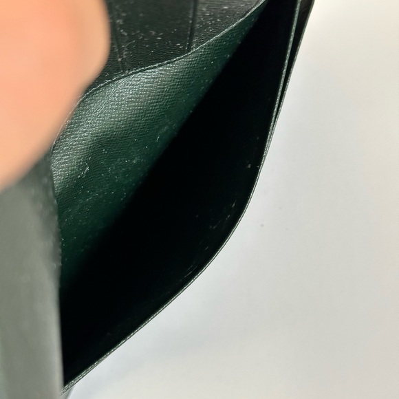 AUTH Louis Vuitton Green Taiga Leather Long Wallet Check Book Bill Credit Card - Picture 6 of 9